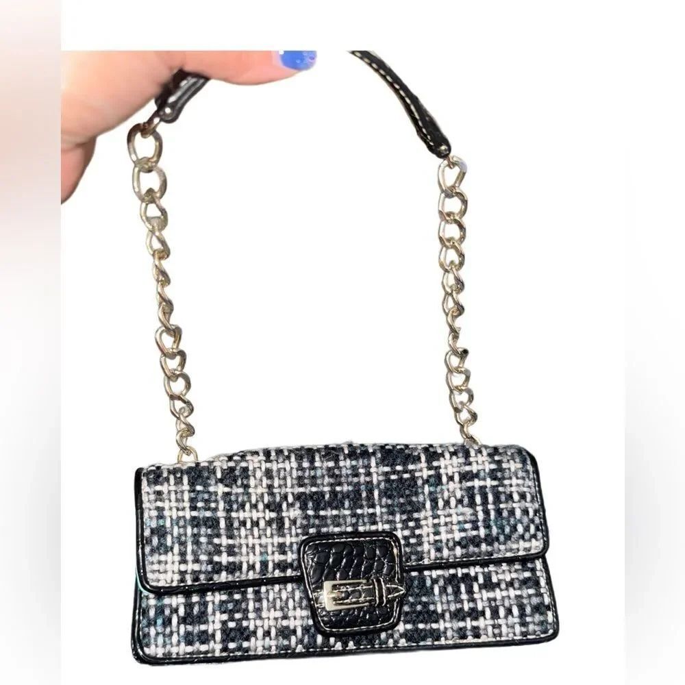 Liz Claiborne Black and White Tweed Shoulder Bag
